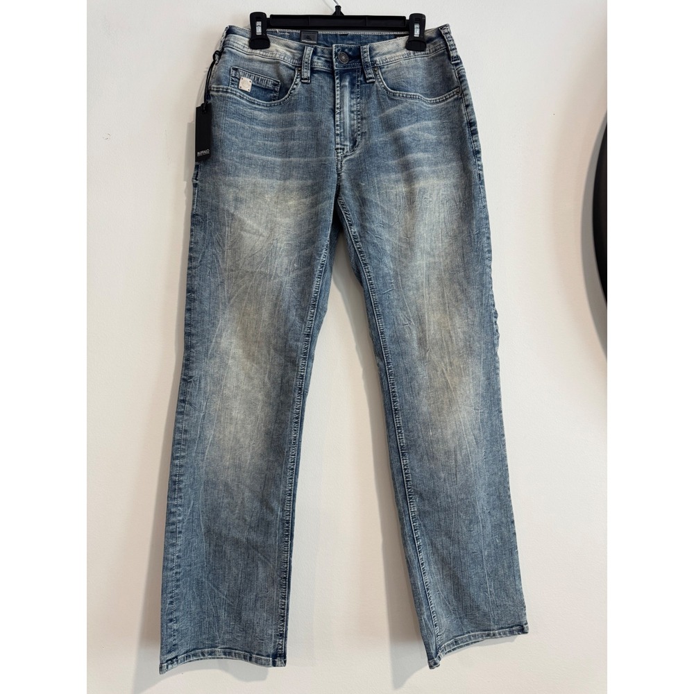 Buffalo David Bitton Driven-X Relaxed Straight Jeans Mens 31x32 Light Wash New